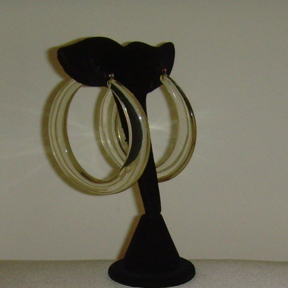 Clear Lucite Hoop Earrings (Pierced) - Picture 4 of 10